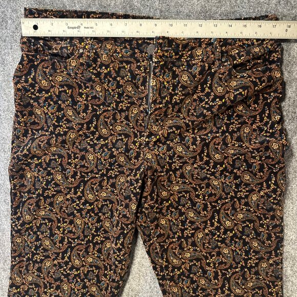 Croft & Barrow WMNS Paisley Black Corduroy Pants 16, Stretch Retro Boho Classic - Picture 5 of 13